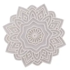Decoratiune / Suport mandala cu decupaje pentru cristale, alb - 18cm