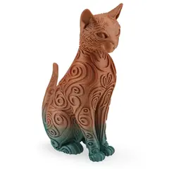 Statueta Pisica gravata multicolora - 14,5cm