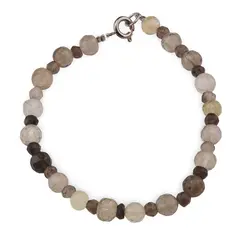 Bratara Cuart fumuriu sfere fatetate 6mm si discuri fatetate 4mm