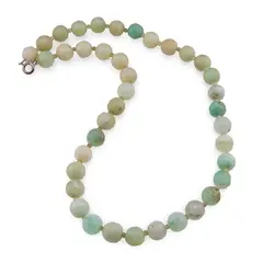 Colier Crisopraz sfere fatetate 9-10mm si discuri fatetate 4mm