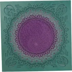 Decoratiune patrata layered cu simbolul Yin Yang, multicolor - 21cm