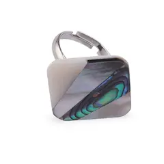 Inel reglabil romb cu sidef si scoica abalone - 20mm