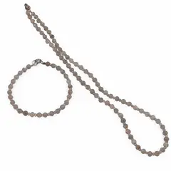 Set bratara si colier Labradorit sfere fatetate 5mm si discuri fatetate 3mm