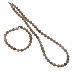 Set bratara si colier Labradorit sfere fatetate 6mm si discuri fatetate 3mm