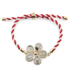 Bratara Martisor cu Prehnit si montura aurie trifoi