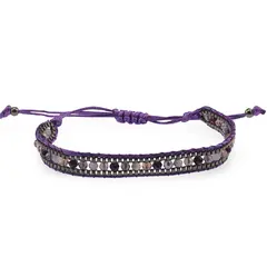 Bratara snur mov cu nod culisant si sticla mov