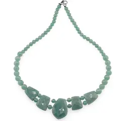 Colier Aventurin cristale fatetate si sfere 6-8mm