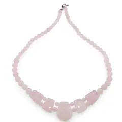 Colier Cuart roz cristale fatetate si sfere 6-8mm