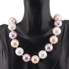 Colier Perle de Mallorca albe, crem si roz, 18mm