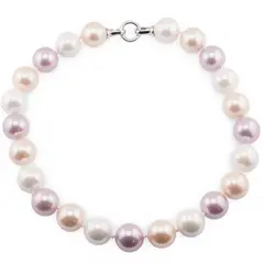 Colier Perle de Mallorca albe, crem si roz, 18mm