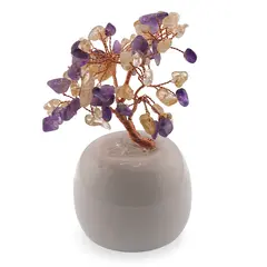 Copac decorativ cu Ametist si Citrin in ghiveci ceramic