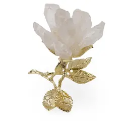 Decoratiune floare aurie cu petale cristal de stanca - 8cm