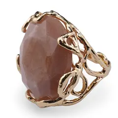 Inel reglabil cu 1 piatra fatetata de Piatra lunii, montura aurie