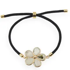 Bratara Prehnit floare cu montura aurie, 26mm