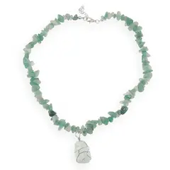 Colier Aventurin pietre chips si pandantiv cristal brut