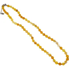 Colier cu noduri Agat galben sfere fatetate, 6mm