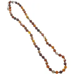 Colier cu noduri Agat maro sfere fatetate, 6mm