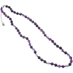 Colier cu noduri Agat mov sfere fatetate, 6mm