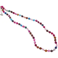 Colier cu noduri Agat multicolor sfere fatetate, 6mm