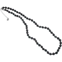 Colier cu noduri Agat negru sfere fatetate, 6mm