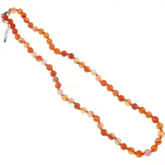 Colier cu noduri Agat portocaliu sfere fatetate, 6mm