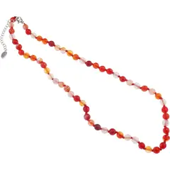 Colier cu noduri Agat rosu carmin sfere fatetate, 6mm