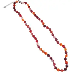 Colier cu noduri Agat rosu sfere fatetate, 6mm
