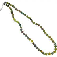 Colier cu noduri Agat verde sfere fatetate, 6mm