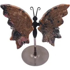 Figurina decorativa fluture din cristal natural Rodonit, 12cm