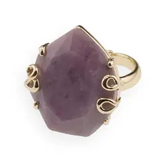 Inel reglabil Ametist fatetat si montura aurie, 23mm