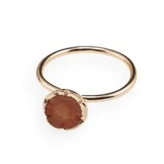 Inel reglabil auriu cu Coral portocaliu natural, 9mm