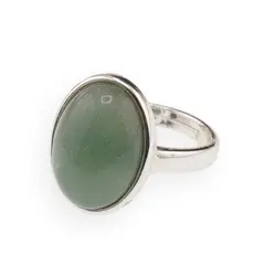 Inel reglabil Aventurin oval si montura argintie, 18mm