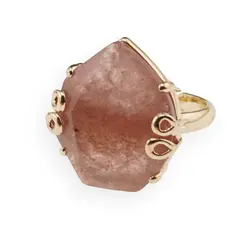 Inel reglabil Aventurin rosu fatetat si montura aurie, 23mm