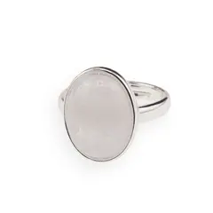 Inel reglabil Cristal de stanca oval si montura argintie, 18mm