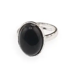 Inel reglabil Onix oval si montura argintie, 18mm