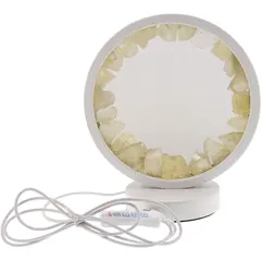 Lampa rotunda decorativa cu cristale naturale Cuart lemon, USB