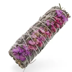 Buchet Salvie Alba cu Flori Roz de Sinuata - 10cm, Culoare flori: Flori roz