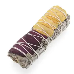 Buchet Salvie Alba cu petale de trandafir rosi si galbene - 10cm