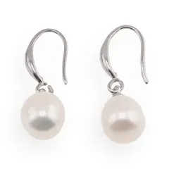 Cercei cu agatatoare Perle de cultura albe, 8mm