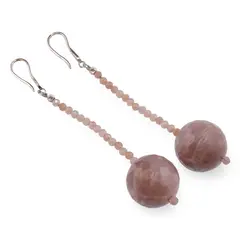 Cercei cu agatatoare Piatra Soarelui sfere fatetate 3-18mm cu Argint 925