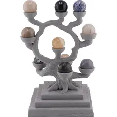 Decoratiune arbore cu zece sfere din cristal natural - gri