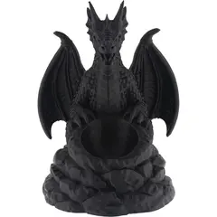 Decoratiune / Suport pentru cristale, Dragon negru - 15cm