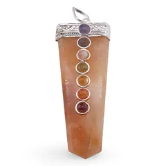 Pandantiv cu cele sapte chakre si Calcit, model sabie 50-60mm