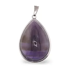 Pandantiv Ametist lacrima cu montura argintie, 35mm