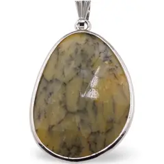 Pandantiv Jad serpentin fatetat oval neregulat, 32mm