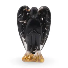 Inger din rasina cu spartura Cuart fumuriu si foita de aur, 68mm