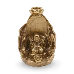 Suport ardere conuri parfumate cascada - backflow cu Buddha vesel, 12,5cm