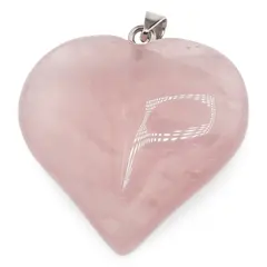 Pandantiv inima din Cuart roz, 40mm
