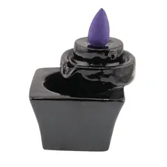 Suport ardere conuri parfumate cascada - backflow, model minimalist, maro - 7cm