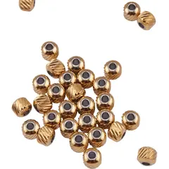 Accesorii din inox auriu - bumbi tip rondele distantieri gravati pentru bijuterii, 5mm